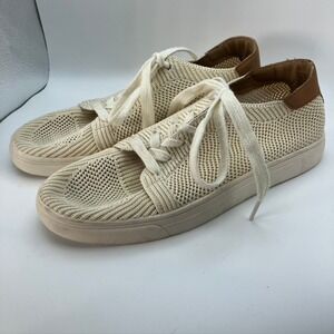 Lucky Luika Knit Sneakers Women's Size 8M Beige Tan‎ Leather Trim Slip On